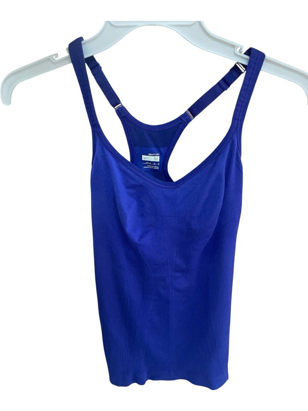 Nike Fit-Dry Seamless Racerback Tank Top Royal Blue Built In Bra Size Medium - Picture 2 of 6